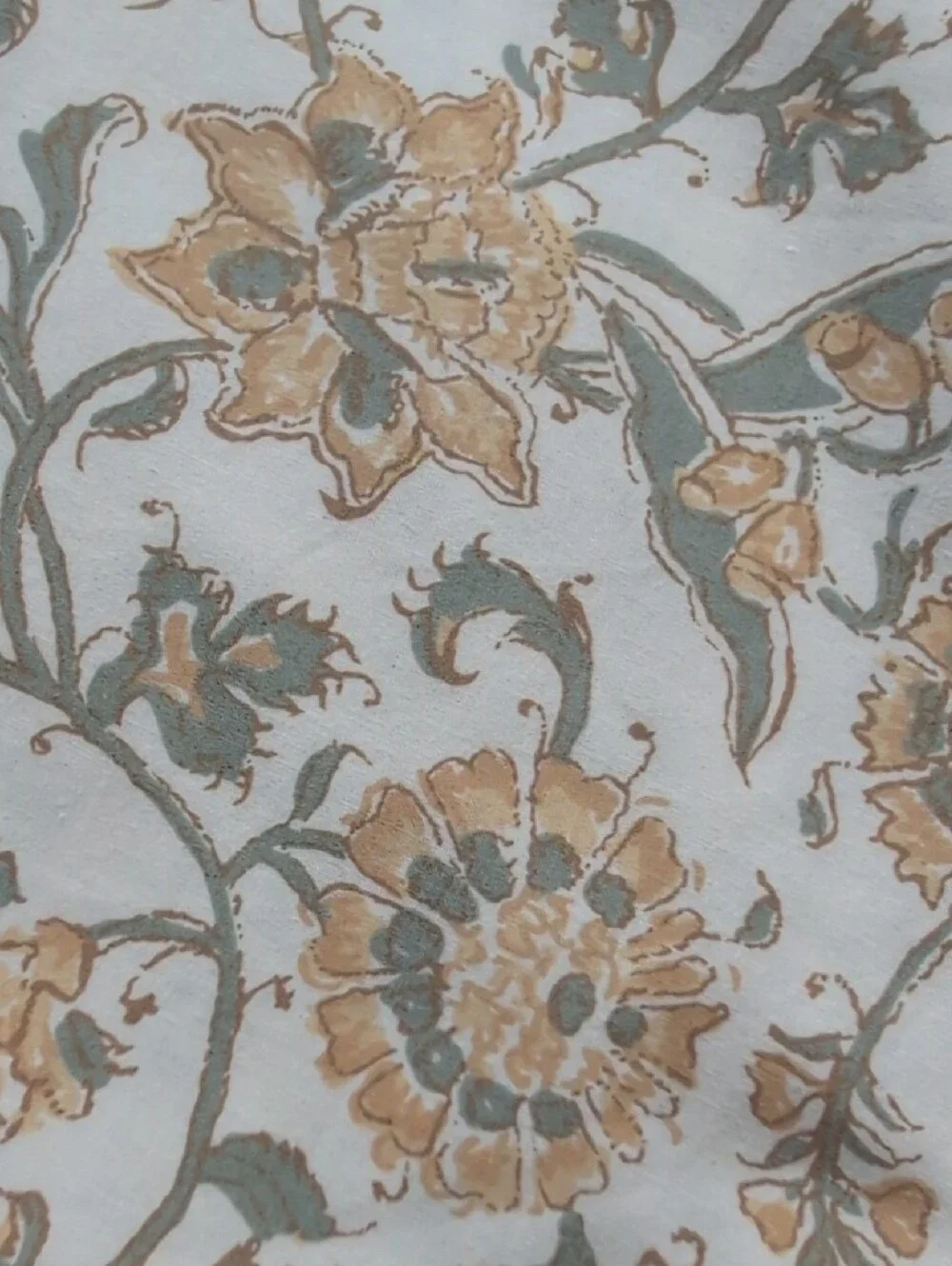 Pottery Barn Cream, Yellow & Sage Floral Fabric Shower Curtain Farmhouse Garden